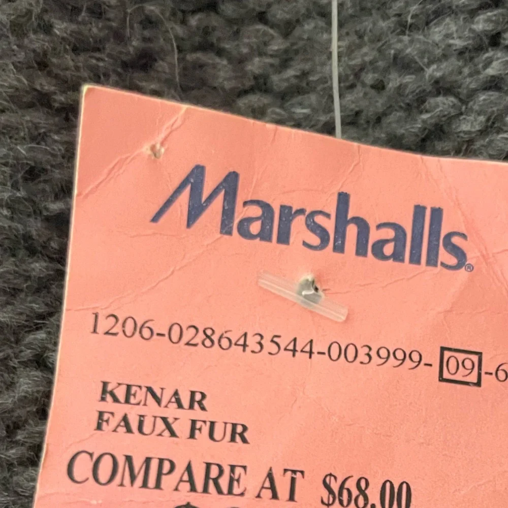NWT KENAR Charcoal Knit Sweater with Faux Fur Accents, Size L
